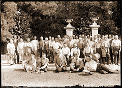 Garden Hands. Group in front of entrance gate to Mausoleum grounds. Gardeners, Staff