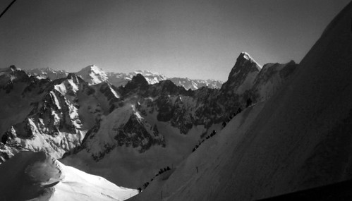 Ridge you have to hike down to get to the Vallee Blanche off piste run. 2000 metre sheer drop one side. At the time I said I would never do such a stupid