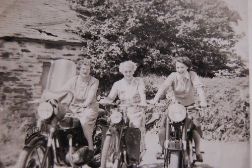 Mum, Nana and Maggie on motorbikes