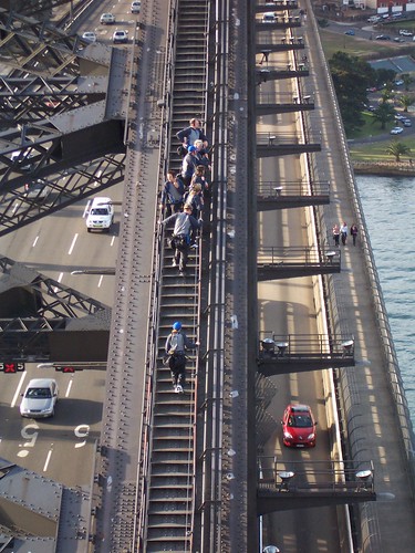Climbers on the Bridge, view from Pylon Lookout