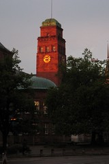 University tower, in rain
