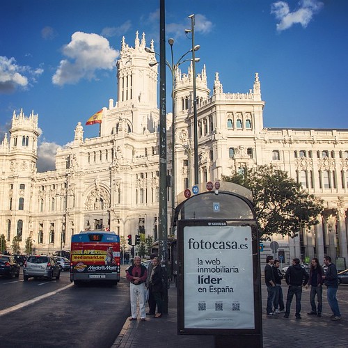 2012     #Travel #Memories #Throwback #2012 #Autumn #Madrid #Spain ... ... #Old #Building #Palace #City #Hall #Flag #Street #Bus #Stop #Peoples ©  Jude Lee