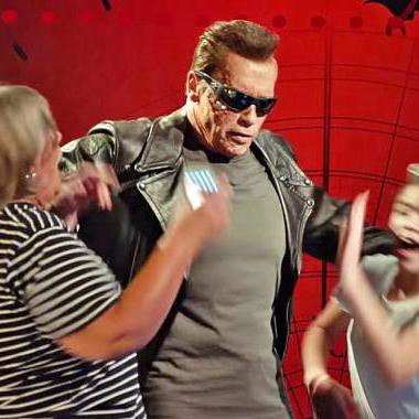 Arnold Schwarzenegger convincingly passed as a wax-figure Terminator