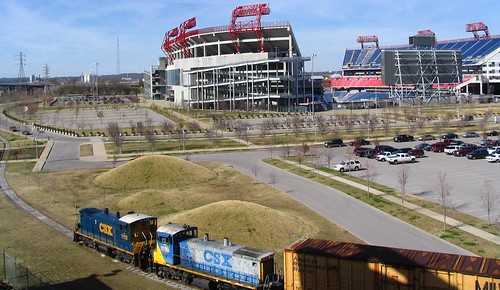 A Train goes by the Coliseum