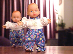 Dolls dressed alike...