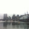 A grey view of Darling Harbour