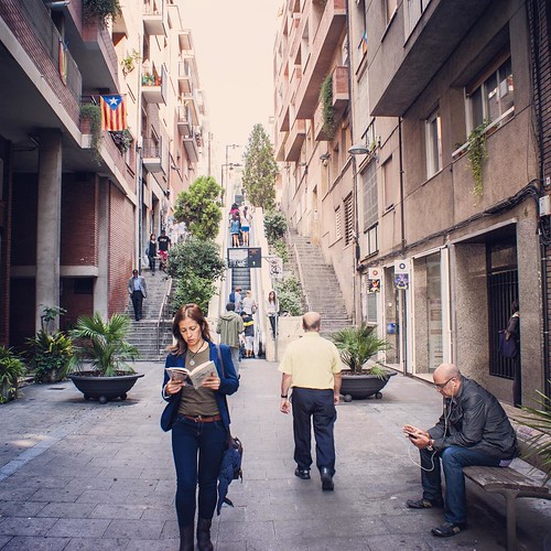 2012     #Travel #Memories #Throwback #2012 #Autumn #Barcelona #Spain     ... #Way to #Park #Guell #Street #Escalator #Bench #Peoples ©  Jude Lee