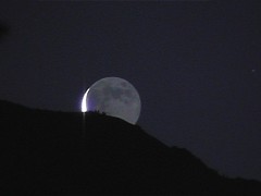 morning moon mountain silhouette rising moonrise earthshine waning registax tonightsmoon