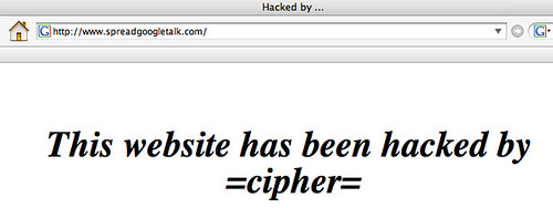 This website has been hacked by =cipher= by Salim Virji on flickr
