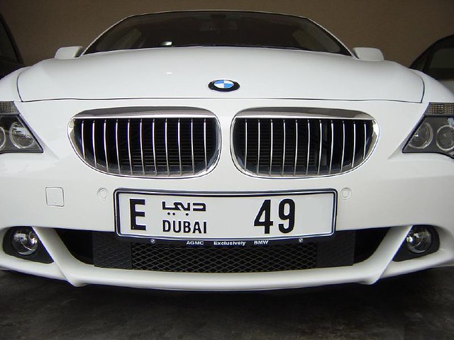 car 645 bmw white 49 number plate dubai uae