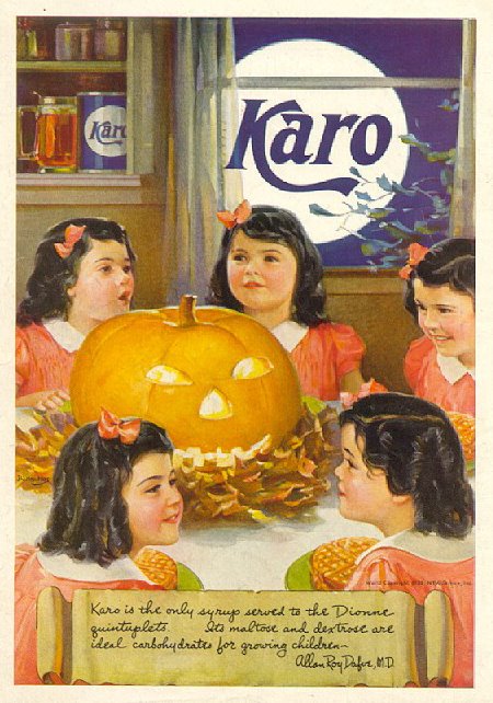 Karo Syrup, Dionne Quintuplets Halloween ad, Late '30s