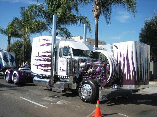 Peterbilt Truck Purple Flames By SADVIK Trucking of Escondido CA