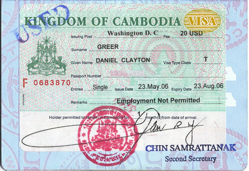 US Passport, Cambodia Visa