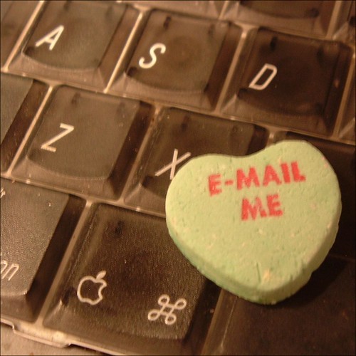 email me candy heart on a keyboard