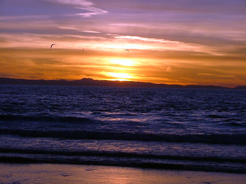 sunset on beach. Sunset over Beach - Newport