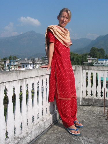 european girl in nepali dress