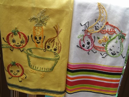 embroidered dishtowels
