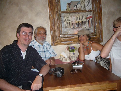 Me, Ignacio and Paula in a restaurant in Warsaw