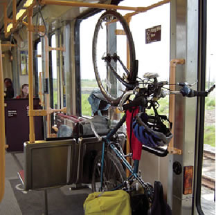 Bicycle hook on Portland Light Rail