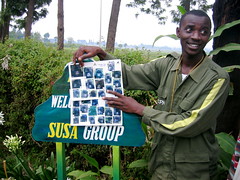 Guide Olivier talking about the "Susa" group before our Gorilla Trek