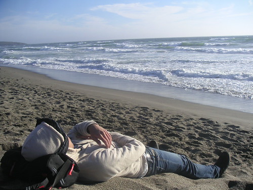 Francis Sleeping on Sonoma Coast Beach