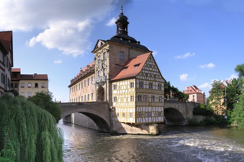 The Bamberg town hall was built around 1467 on the river Regnitz