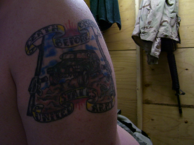 Death Before Dishonor tattoo #2. This was a cover-up of an old tattoo 