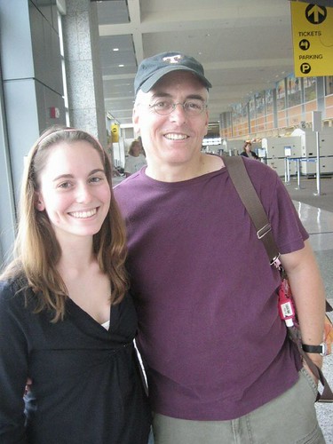 sara and her dad at the airport