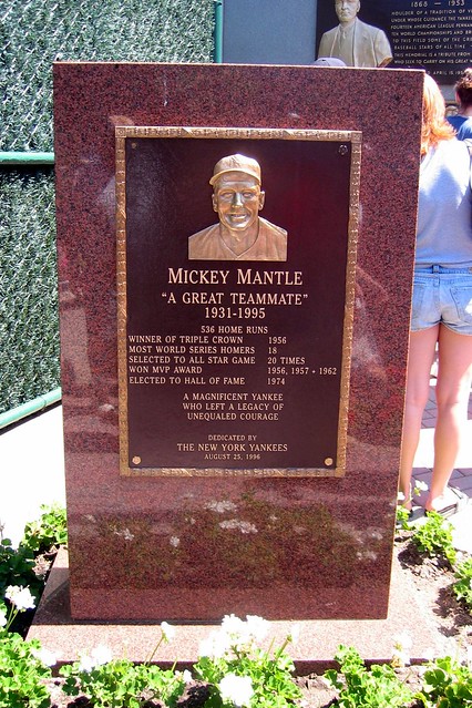 Yankee Stadium: Monument Park - Mickey Mantle Monument by wallyg