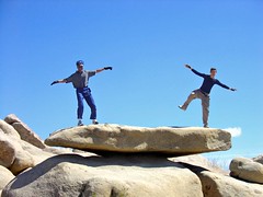 balancing on a rock