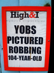 Funny Ham & I headline: YOBS PICTURED ROBBING 104-YEAR-OLD