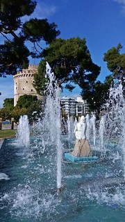 Aphrodite statue of a fountain and the White Tower, Thessaloniki - Greece