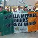 “Angela Merkel thinks we're at work” flag: Irish football fans from the University of Limerick o