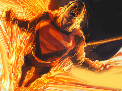 in flames wallpaper. Superman In Flames (Reid