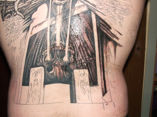 hr giger tattoo. H.R.Giger 4th tattoo session