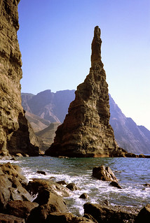 Puerto de las Nieves met de Vinger Gods, een zeepilaar, Gran Canaria, Canarische Eilanden 1989