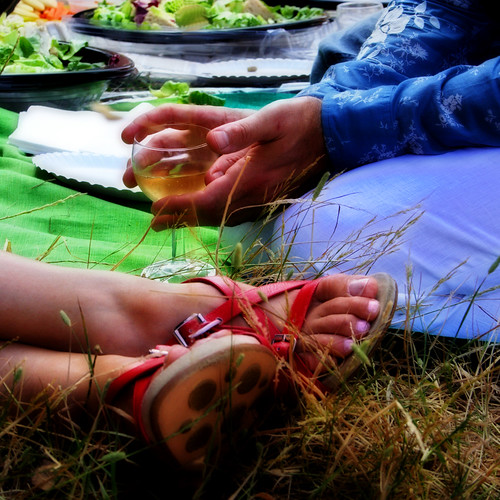 closeup of a romantic picnic