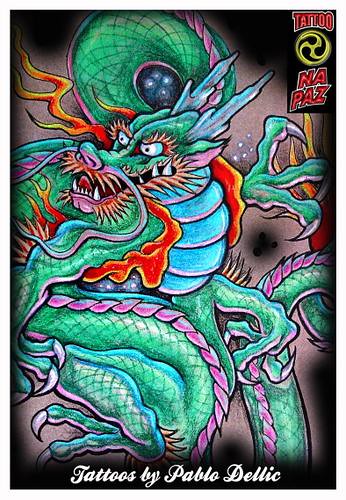 desenho para Tatuagem,Chinese Dragon tattoo Draw by Pablo Dellic 