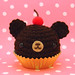Amigurumi Chocolate cupcake bear with a cherry on top