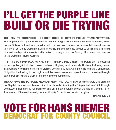 Hans Riemer, Candidate for Montgomery County Council (MD)