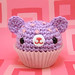 Amigurumi purple cream cupcake with pink sprinkles teddy bear