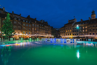 Warsaw Ski Rink at Old Town by Christmas Night
