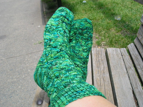 Green Embossed Leaves Socks 2
