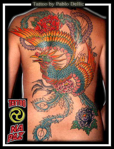 Tatuagem de Fenix costas fechadas estilo Oriental ,Phoenix backpiece Tattoo 