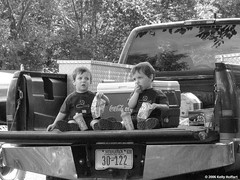 Twin Boys in a Pickup Bed