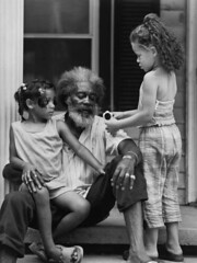Lucious Thompson and his granddaughters, Destiny Clark and Delena Brooks, 2002