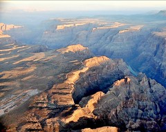 Outview from an airplane flying over the Gran Canyon