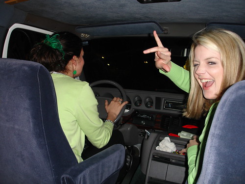 Inside The Creepy Old Man Van. Joanne and Angie get their groove on during the trip to the Deer Park Tavern. 2011