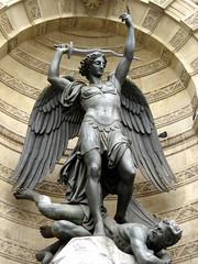 This statue of St. Michael Archangel can be found at the Fontaine Saint-Michel in Paris.