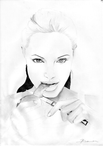 Unfinished drawing of Angelina Jolie ladyLara Laura Blc Tags portrait